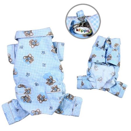 PETPATH Adorable Teddy Bear Love Flannel Pajamas Light Blue Extra Large PE347996